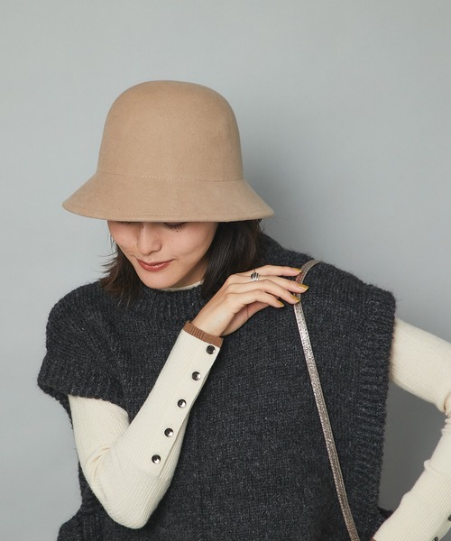 un dix cors（アンディコール）の「小顔効果抜群　ウールベルハット（ハット・レディース・ブラック/ベージュ・FREE）」の10枚目の写真