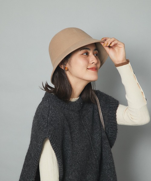 un dix cors（アンディコール）の「小顔効果抜群　ウールベルハット（ハット・レディース・ブラック/ベージュ・FREE）」の12枚目の写真