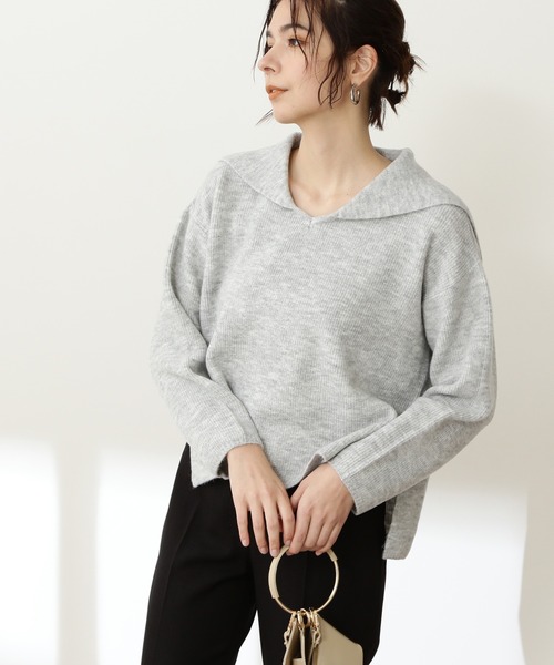 N.(N. Natural Beauty Basic)(エヌエヌナチュラルビューティーベーシック)の「≪◆セーラーカラートップニット≫(ニット/セーター・レディース・オフホワイト/トップグレー/モカ・MEDIUM)」の1枚目の写真
