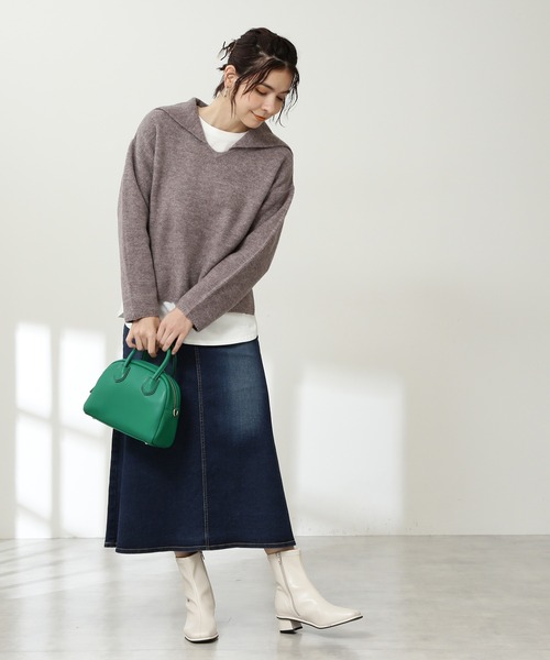 N.(N. Natural Beauty Basic)(エヌエヌナチュラルビューティーベーシック)の「≪◆セーラーカラートップニット≫(ニット/セーター・レディース・オフホワイト/トップグレー/モカ・MEDIUM)」の8枚目の写真