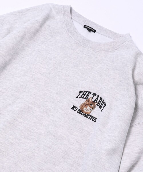 FREAK'S STORE（フリークスストア）の「WEB限定 ビッグシルエット ワンポイント CAT刺繍 クルーネックスウェット（スウェット・メンズ・ブラック/ネイビー/グレー/ダークグリーン・MEDIUM/SMALL/LARGE）」の3枚目の写真