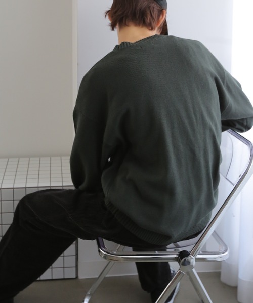 TUTTU（トゥトゥ）の「ルーズシルエット シリコンワッペン ニット プルオーバー（ニット/セーター・メンズ・ダークグリーン/ブラウン/ダークブルー・M/L）」の6枚目の写真