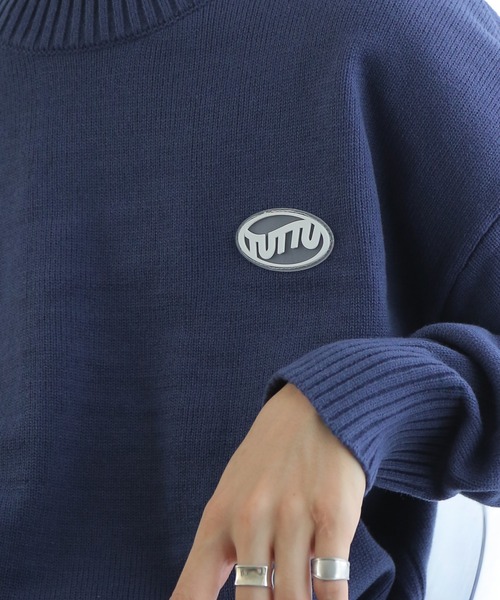 TUTTU（トゥトゥ）の「ルーズシルエット シリコンワッペン ニット プルオーバー（ニット/セーター・メンズ・ダークグリーン/ブラウン/ダークブルー・M/L）」の9枚目の写真