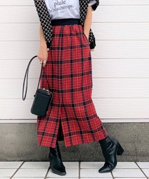 Q | コットンチェックタイトスカート(スカート)