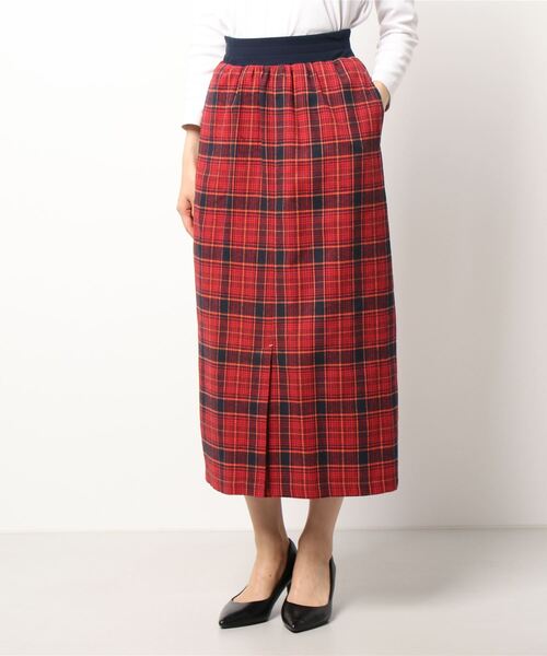 Q（キュー）の「コットンチェックタイトスカート（スカート・レディース・グリーン系その他/レッド系その他・MEDIUM）」の5枚目の写真