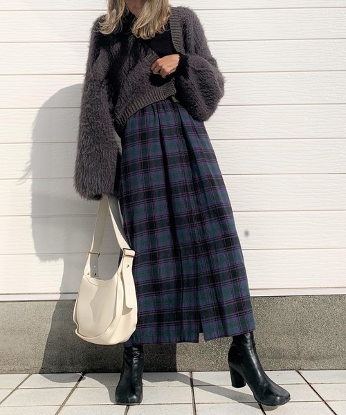 Q（キュー）の「コットンチェックタイトスカート（スカート・レディース・グリーン系その他/レッド系その他・MEDIUM）」の3枚目の写真