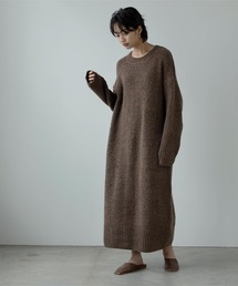 miette（ミエット）の「ｳｰﾙ混ﾘﾌﾞ袖ﾆｯﾄﾜﾝﾋﾟｰｽ（ワンピース・レディース）」