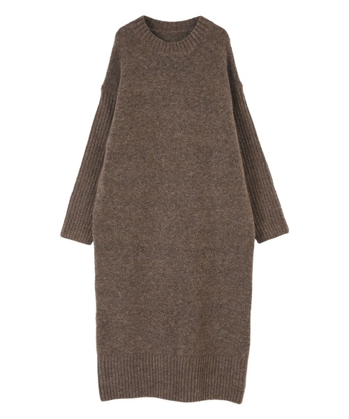 miette(ミエット)の「ウール混リブ袖ニットワンピース(ワンピース・レディース・ブラウン/チャコール・FREE)」の6枚目の写真