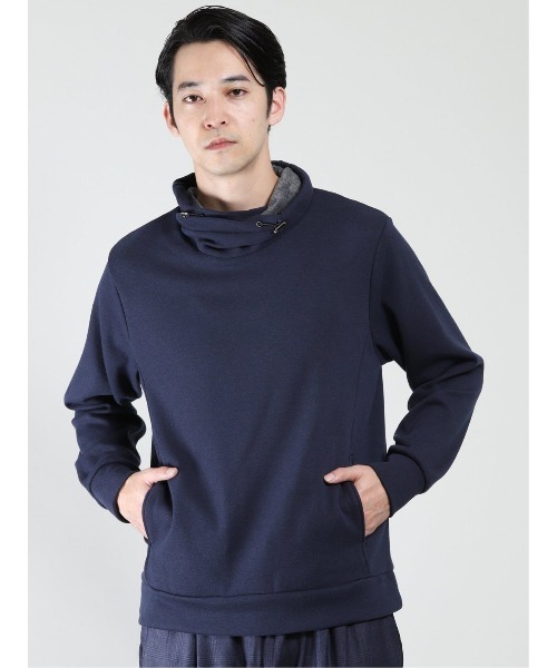 TAKA-Q（タカキュー）の「タカキューメンズ/TAKA-Q：MEN ストレッチ裏シャギー クロスネック長袖プルオーバーTシャツ（Tシャツ/カットソー・メンズ・ブラック/ネイビー/ホワイト・LARGE/MEDIUM/3L/S/X-LARGE）」の3枚目の写真