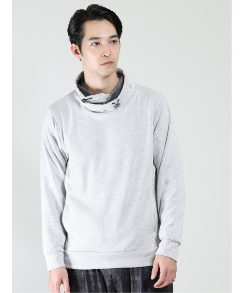 TAKA-Q（タカキュー）の「タカキューメンズ/TAKA-Q：MEN ストレッチ裏シャギー クロスネック長袖プルオーバーTシャツ（Tシャツ/カットソー・メンズ・ブラック/ネイビー/ホワイト・LARGE/MEDIUM/3L/S/X-LARGE）」の2枚目の写真