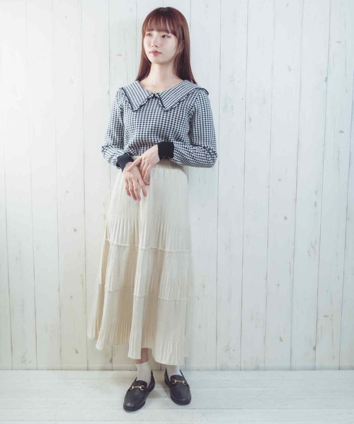 Clice de Paris（クリシェドゥパリス）の「K/衿付きチェックトップス（Tシャツ/カットソー・レディース・グリーン/ブラック・ONESIZE）」の19枚目の写真