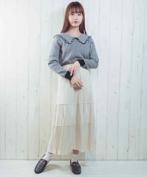 Clice de Paris（クリシェドゥパリス）の「K/衿付きチェックトップス（Tシャツ/カットソー・レディース・グリーン/ブラック・ONESIZE）」の22枚目の写真