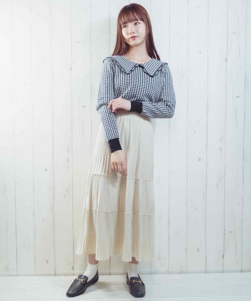 Clice de Paris（クリシェドゥパリス）の「K/衿付きチェックトップス（Tシャツ/カットソー・レディース・グリーン/ブラック・ONESIZE）」の12枚目の写真