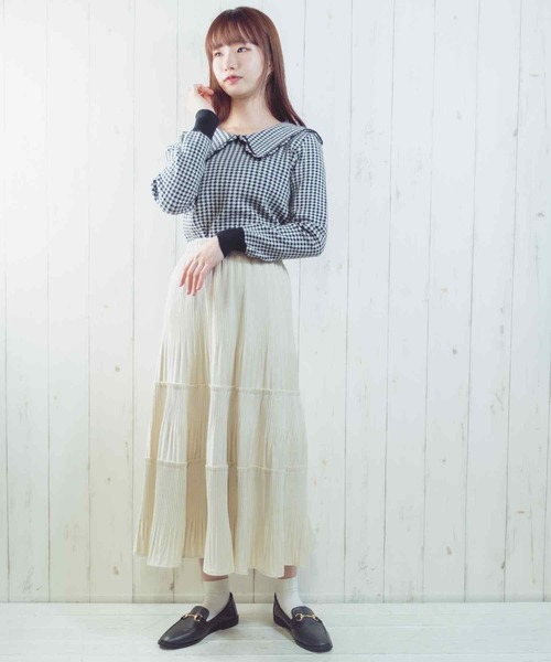 Clice de Paris（クリシェドゥパリス）の「K/衿付きチェックトップス（Tシャツ/カットソー・レディース・グリーン/ブラック・ONESIZE）」の16枚目の写真