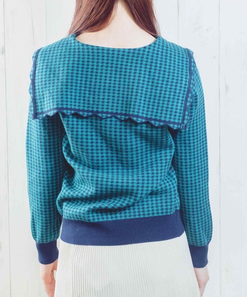 Clice de Paris（クリシェドゥパリス）の「K/衿付きチェックトップス（Tシャツ/カットソー・レディース・グリーン/ブラック・ONESIZE）」の21枚目の写真