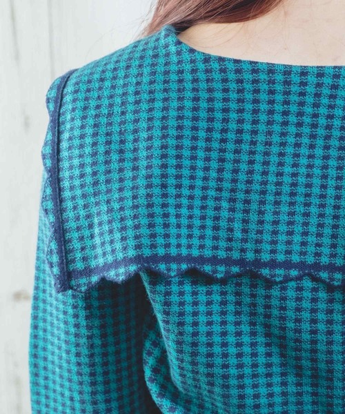 Clice de Paris（クリシェドゥパリス）の「K/衿付きチェックトップス（Tシャツ/カットソー・レディース・グリーン/ブラック・ONESIZE）」の18枚目の写真