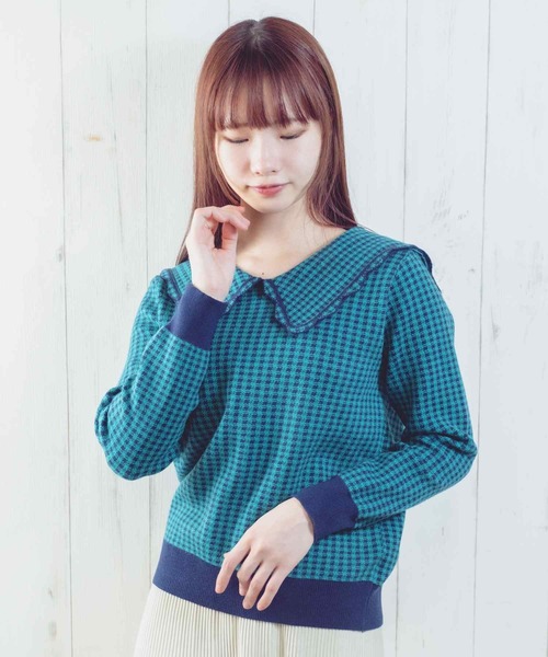 Clice de Paris（クリシェドゥパリス）の「K/衿付きチェックトップス（Tシャツ/カットソー・レディース・グリーン/ブラック・ONESIZE）」の20枚目の写真