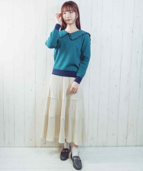 Clice de Paris（クリシェドゥパリス）の「K/衿付きチェックトップス（Tシャツ/カットソー・レディース・グリーン/ブラック・ONESIZE）」の13枚目の写真