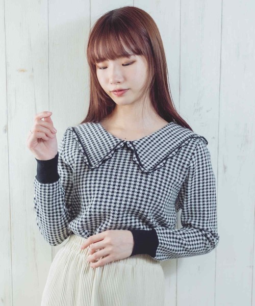 Clice de Paris（クリシェドゥパリス）の「K/衿付きチェックトップス（Tシャツ/カットソー・レディース・グリーン/ブラック・ONESIZE）」の15枚目の写真