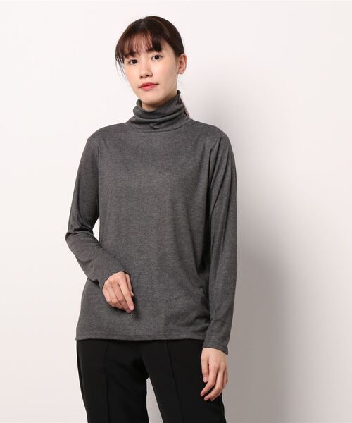 Lugnoncure（ルノンキュール）の「タートルトップス（Tシャツ/カットソー・レディース・チャコール/オフホワイト/ブルー・ﾌﾘ-）」の3枚目の写真