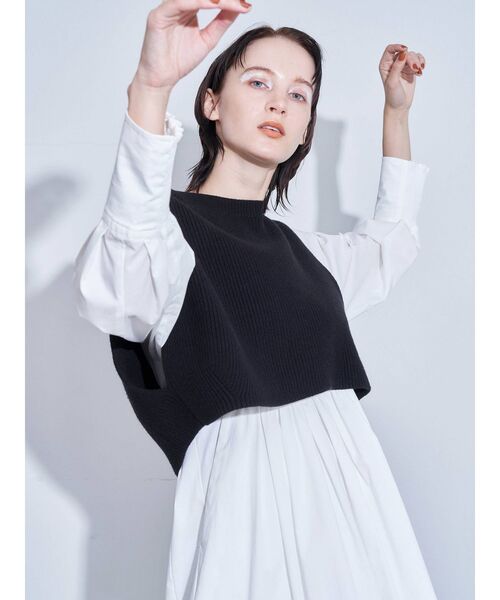 ELENDEEK(エレンディーク)の「ショートニットセットフィット&フレアワンピース(ワンピース・レディース・ブラック/オフホワイト・01/02)」の15枚目の写真