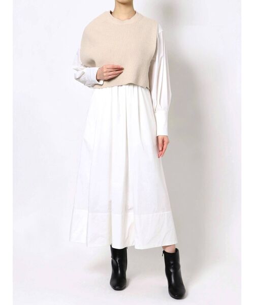 ELENDEEK(エレンディーク)の「ショートニットセットフィット&フレアワンピース(ワンピース・レディース・ブラック/オフホワイト・01/02)」の8枚目の写真