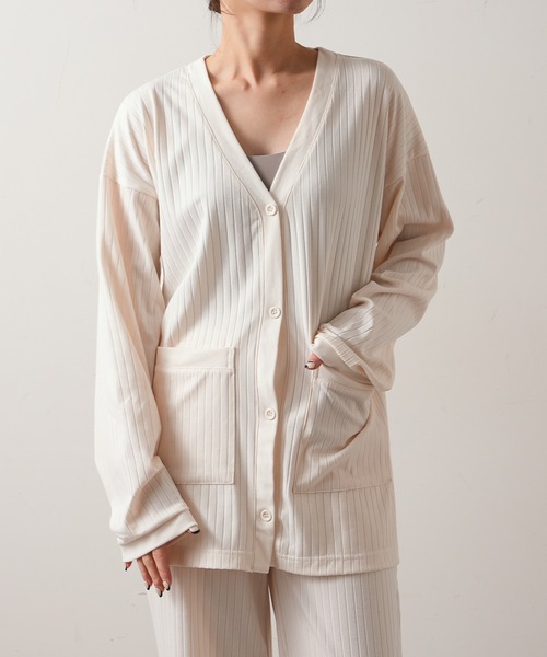 TERRITOIRE（テリトワール）の「ワイドリブカーディガン（カーディガン/ボレロ・レディース・ライトグレー/グリーン/アイボリー・FREE）」の8枚目の写真