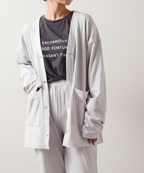 TERRITOIRE（テリトワール）の「ワイドリブカーディガン（カーディガン/ボレロ・レディース・ライトグレー/グリーン/アイボリー・FREE）」の15枚目の写真