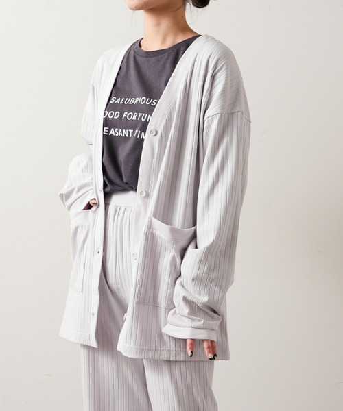 TERRITOIRE（テリトワール）の「ワイドリブカーディガン（カーディガン/ボレロ・レディース・ライトグレー/グリーン/アイボリー・FREE）」の16枚目の写真