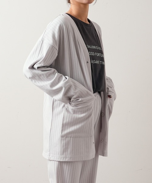 TERRITOIRE（テリトワール）の「ワイドリブカーディガン（カーディガン/ボレロ・レディース・ライトグレー/グリーン/アイボリー・FREE）」の17枚目の写真