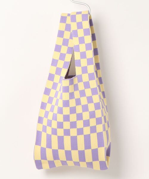 ottilie(オティーリエ)の「チェッカー柄ニットBAG(ハンドバッグ・レディース・ブラック/パープル・FREE)」の6枚目の写真