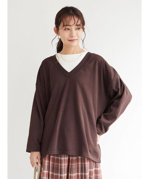 CRAFT STANDARD BOUTIQUE（クラフトスタンダードブティック）の「裏起毛Vネックビックプルオーバー　＊（スウェット・レディース・ダークブラウン/ブラック/ベージュ/カーキ・L/M）」の17枚目の写真