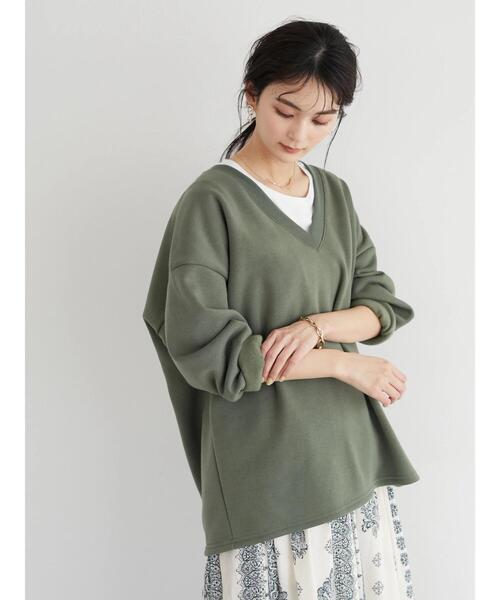 CRAFT STANDARD BOUTIQUE（クラフトスタンダードブティック）の「裏起毛Vネックビックプルオーバー　＊（スウェット・レディース・ダークブラウン/ブラック/ベージュ/カーキ・L/M）」の18枚目の写真