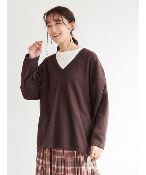 CRAFT STANDARD BOUTIQUE（クラフトスタンダードブティック）の「裏起毛Vネックビックプルオーバー　＊（スウェット・レディース・ダークブラウン/ブラック/ベージュ/カーキ・L/M）」の19枚目の写真