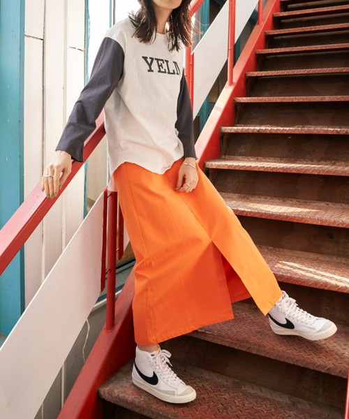 Auntie Rosa Holiday（アンティローザホリデー）の「フロントスリットロングスカート（スカート・レディース・ストライプ/アイボリー/オレンジ・FREE）」の3枚目の写真