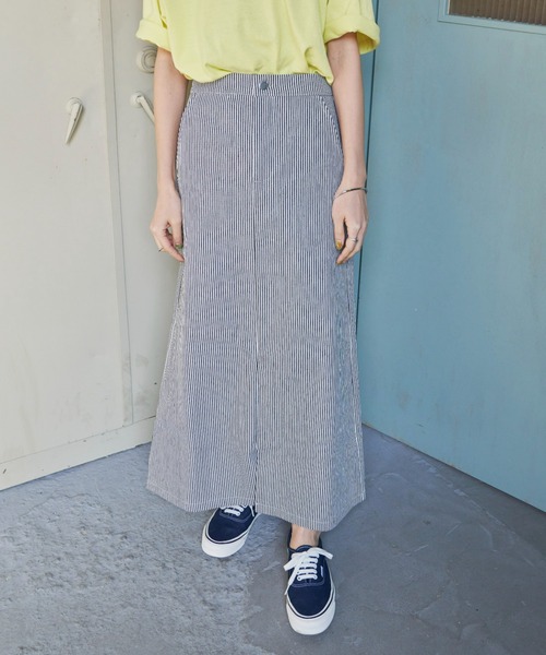 Auntie Rosa Holiday（アンティローザホリデー）の「フロントスリットロングスカート（スカート・レディース・ストライプ/アイボリー/オレンジ・FREE）」の14枚目の写真