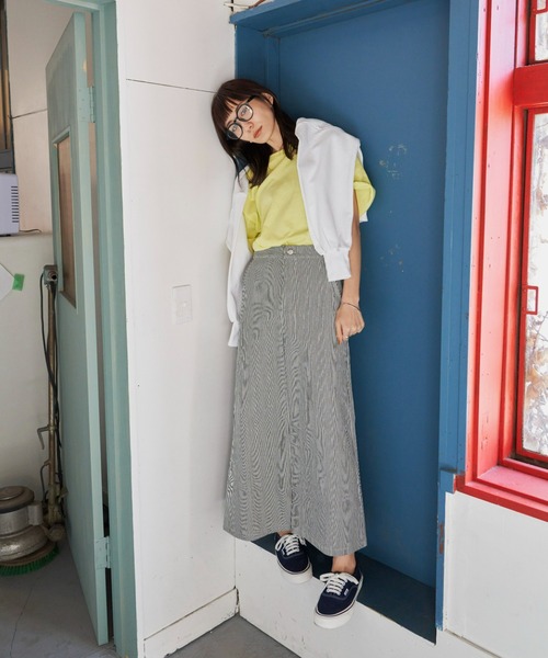 Auntie Rosa Holiday（アンティローザホリデー）の「フロントスリットロングスカート（スカート・レディース・ストライプ/アイボリー/オレンジ・FREE）」の8枚目の写真