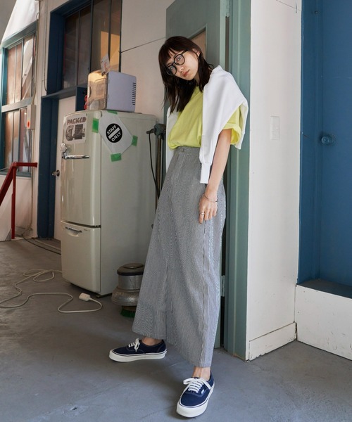 Auntie Rosa Holiday（アンティローザホリデー）の「フロントスリットロングスカート（スカート・レディース・ストライプ/アイボリー/オレンジ・FREE）」の11枚目の写真