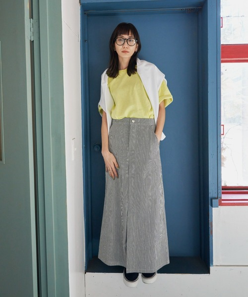 Auntie Rosa Holiday（アンティローザホリデー）の「フロントスリットロングスカート（スカート・レディース・ストライプ/アイボリー/オレンジ・FREE）」の9枚目の写真