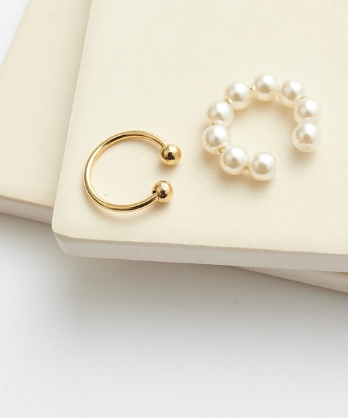 CIAOPANIC TYPY（チャオパニックティピー）の「lilボールデザインイヤカフセット（イヤーカフ・レディース・ホワイト/シルバー/ゴールド・ONE SIZE）」の2枚目の写真