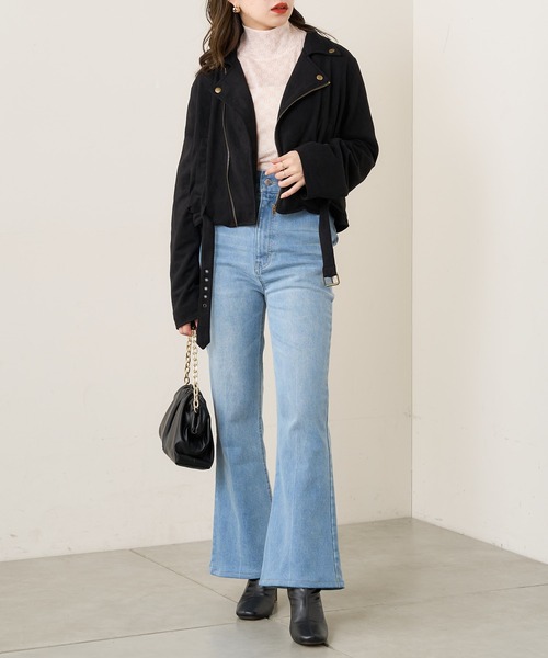 Chico(チコ)の「ショート丈デザインライダースジャケット(ライダースジャケット・レディース・ブラック/ブラック系その他/ライトベージュ・FREE)」の12枚目の写真