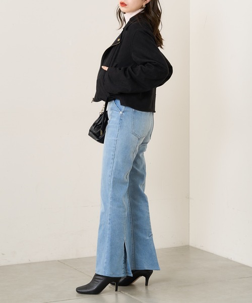 Chico(チコ)の「ショート丈デザインライダースジャケット(ライダースジャケット・レディース・ブラック/ブラック系その他/ライトベージュ・FREE)」の13枚目の写真