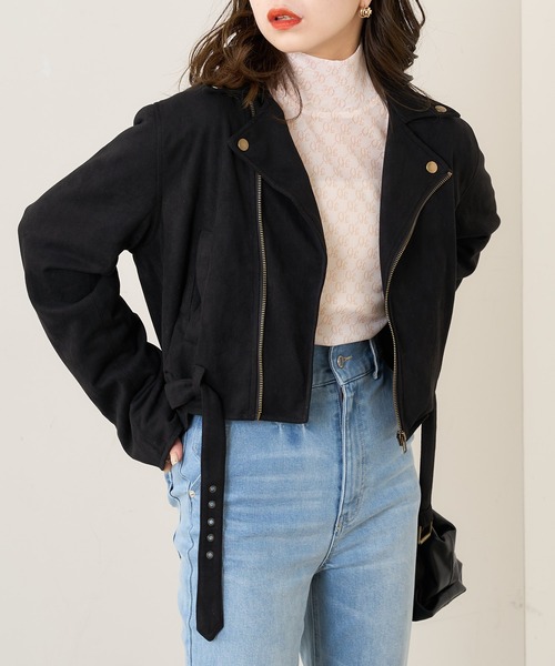 Chico(チコ)の「ショート丈デザインライダースジャケット(ライダースジャケット・レディース・ブラック/ブラック系その他/ライトベージュ・FREE)」の15枚目の写真