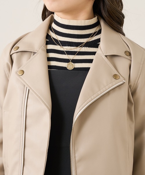 Chico(チコ)の「ショート丈デザインライダースジャケット(ライダースジャケット・レディース・ブラック/ブラック系その他/ライトベージュ・FREE)」の21枚目の写真