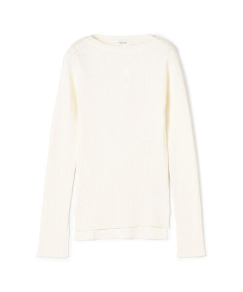 TOMORROWLAND (トゥモローランド)の「コットンリブ ボートネックプルオーバー(ニット/セーター・レディース・ライトベージュ/ブルー系その他4/ピンク/ホワイト・S)」の2枚目の写真