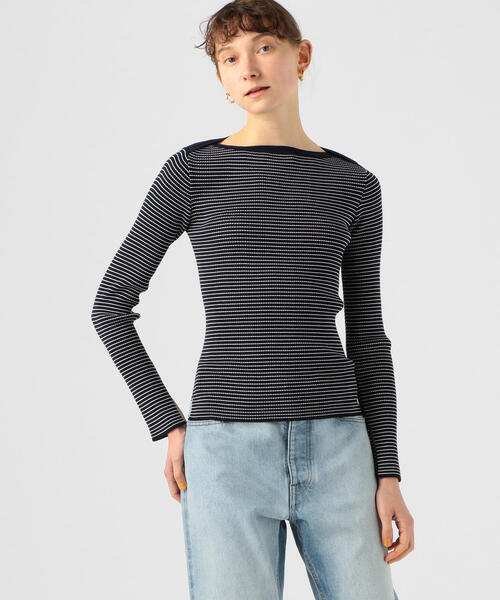 TOMORROWLAND (トゥモローランド)の「コットンリブ ボートネックプルオーバー(ニット/セーター・レディース・ライトベージュ/ブルー系その他4/ピンク/ホワイト・S)」の6枚目の写真