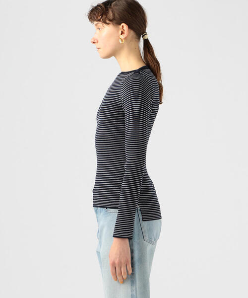 TOMORROWLAND (トゥモローランド)の「コットンリブ ボートネックプルオーバー(ニット/セーター・レディース・ライトベージュ/ブルー系その他4/ピンク/ホワイト・S)」の7枚目の写真