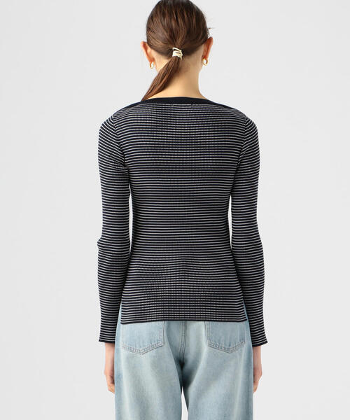 TOMORROWLAND (トゥモローランド)の「コットンリブ ボートネックプルオーバー(ニット/セーター・レディース・ライトベージュ/ブルー系その他4/ピンク/ホワイト・S)」の8枚目の写真