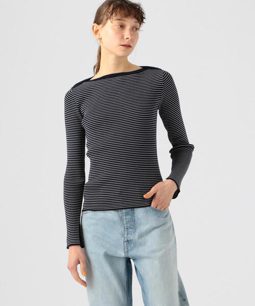 TOMORROWLAND (トゥモローランド)の「コットンリブ ボートネックプルオーバー(ニット/セーター・レディース・ライトベージュ/ブルー系その他4/ピンク/ホワイト・S)」の10枚目の写真