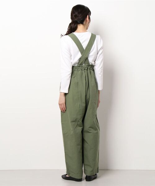 note et silence （ノートエシロンス）の「【 AMB100貨 】コットンダンプギャザーサロペット（サロペット/オーバーオール・レディース・カーキ/ネイビー・FREE）」の7枚目の写真